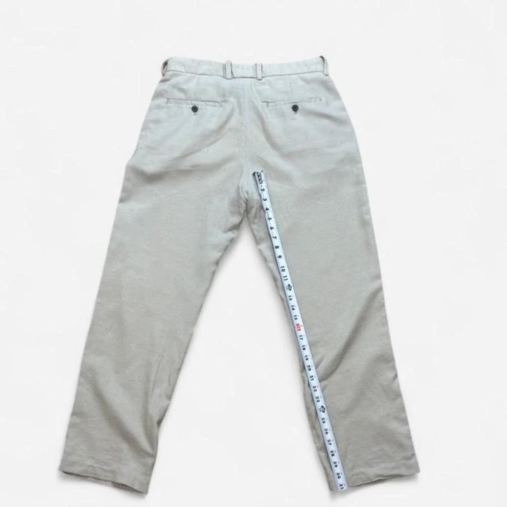 H&M Men's Beige Relaxed Fit Pleated Pants 31